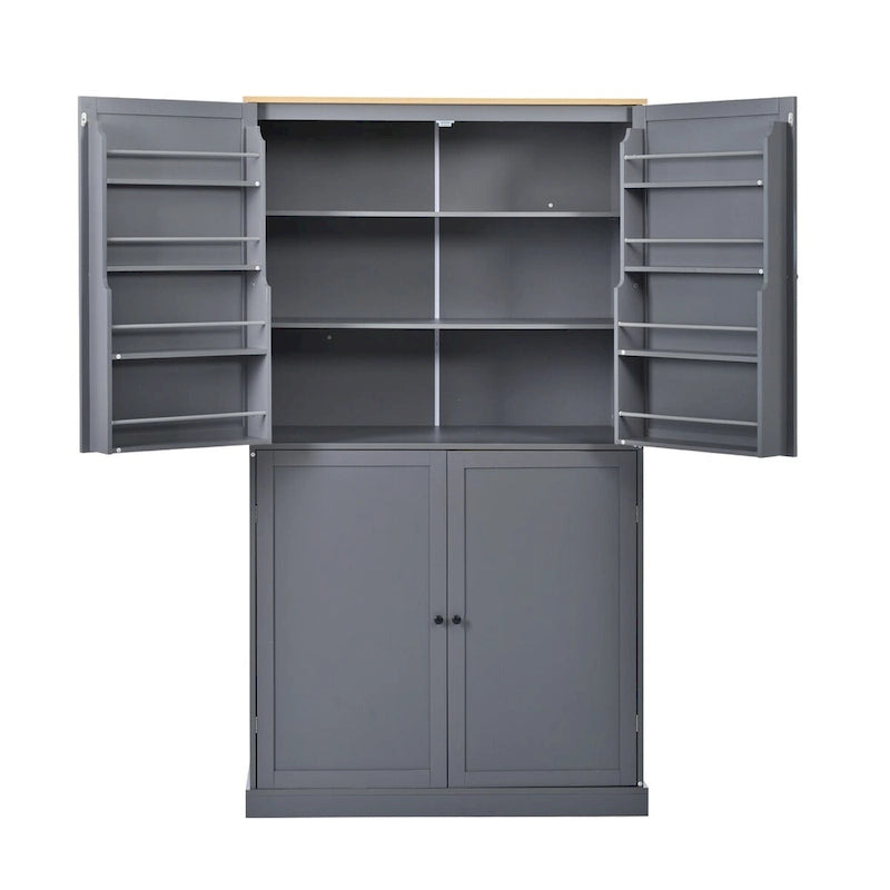 40,2x20x71,3 pouces Grand garde-manger de cuisine autoportant Grande armoire de rangement avec 2 tiroirs, 2 étagères de porte réglables à 8 niveaux