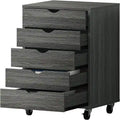 Meuble de rangement roulant à 5 tiroirs avec roulettes verrouillables, gris et noir