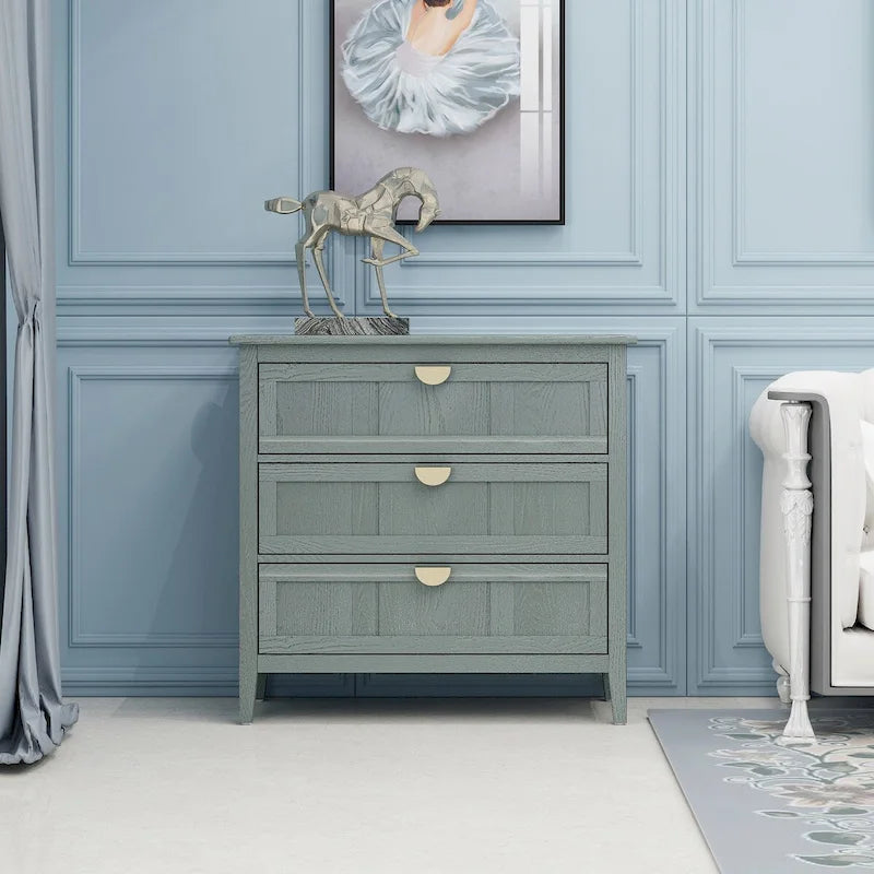 Commode 3 tiroirs, meuble américain, convient pour la chambre et l'entrée du salon