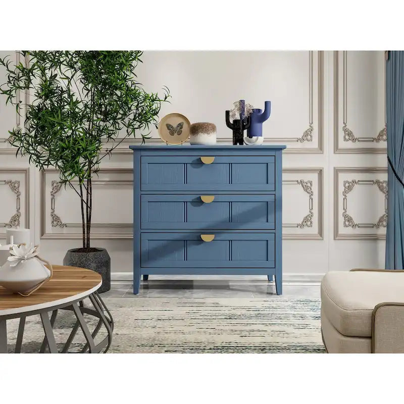 Commode 3 tiroirs, meuble américain, convient pour la chambre et l'entrée du salon