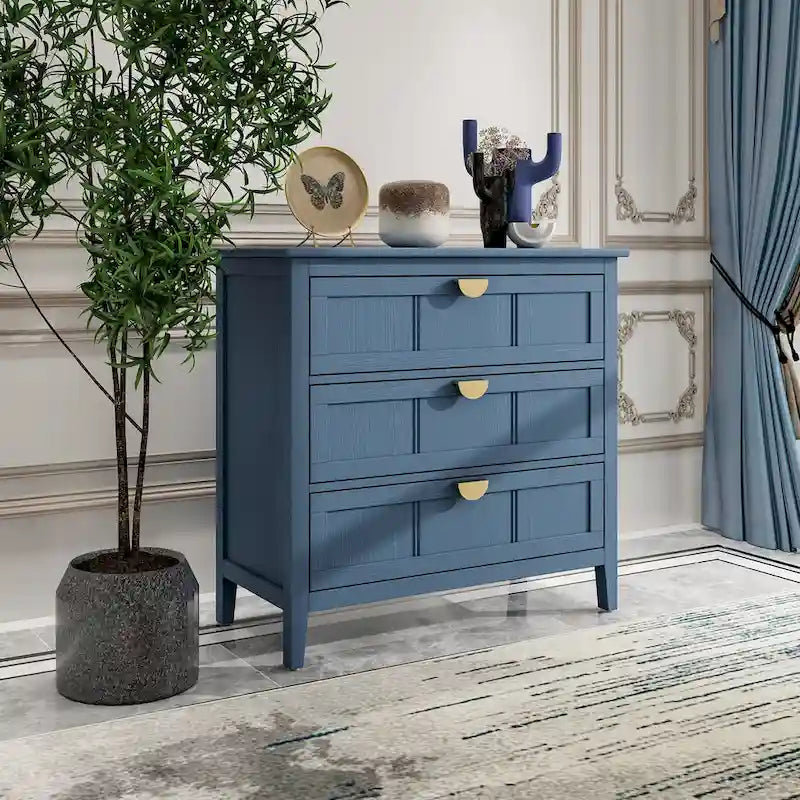 Commode 3 tiroirs, meuble américain, convient pour la chambre et l'entrée du salon