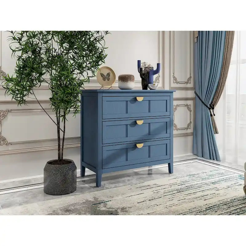 Commode 3 tiroirs, meuble américain, convient pour la chambre et l'entrée du salon
