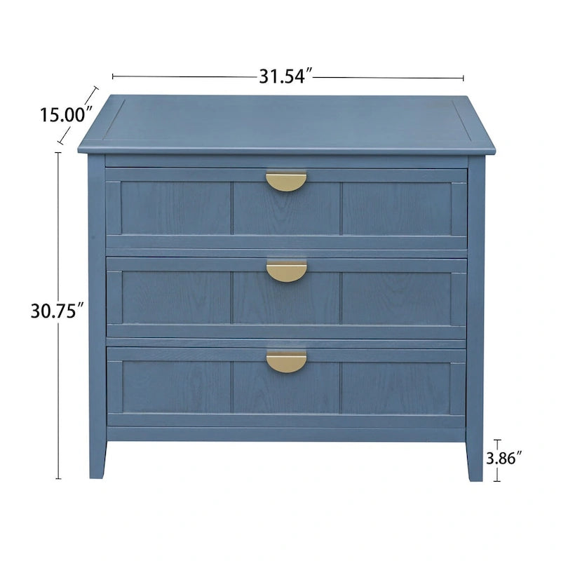Commode 3 tiroirs, meuble américain, convient pour la chambre et l'entrée du salon