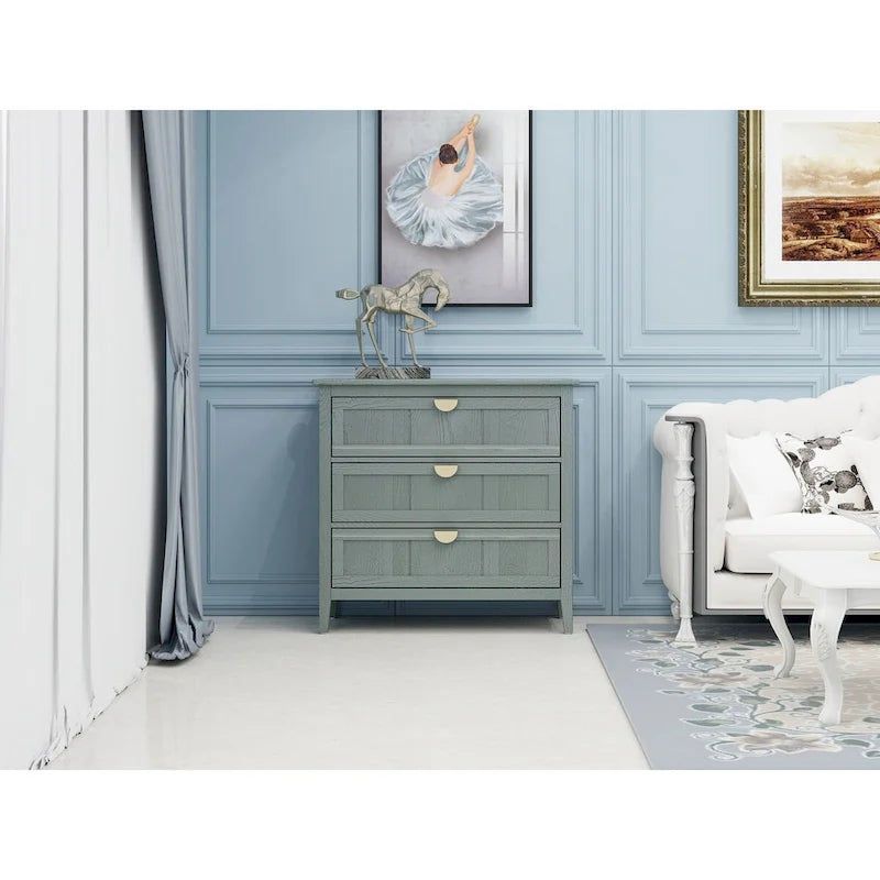 Commode 3 tiroirs, meuble américain, convient pour la chambre et l'entrée du salon
