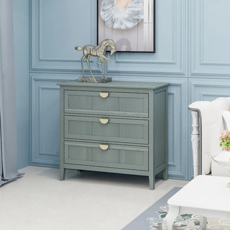 Commode 3 tiroirs, meuble américain, convient pour la chambre et l'entrée du salon