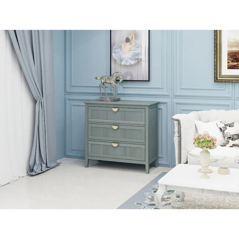 Commode 3 tiroirs, meuble américain, convient pour la chambre et l'entrée du salon