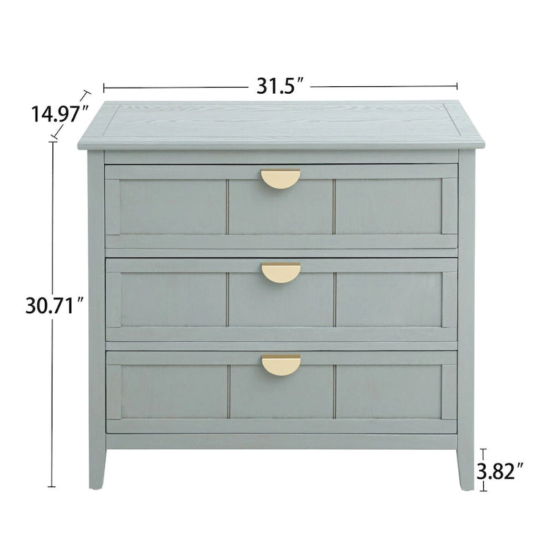 Commode 3 tiroirs, meuble américain, convient pour la chambre et l'entrée du salon