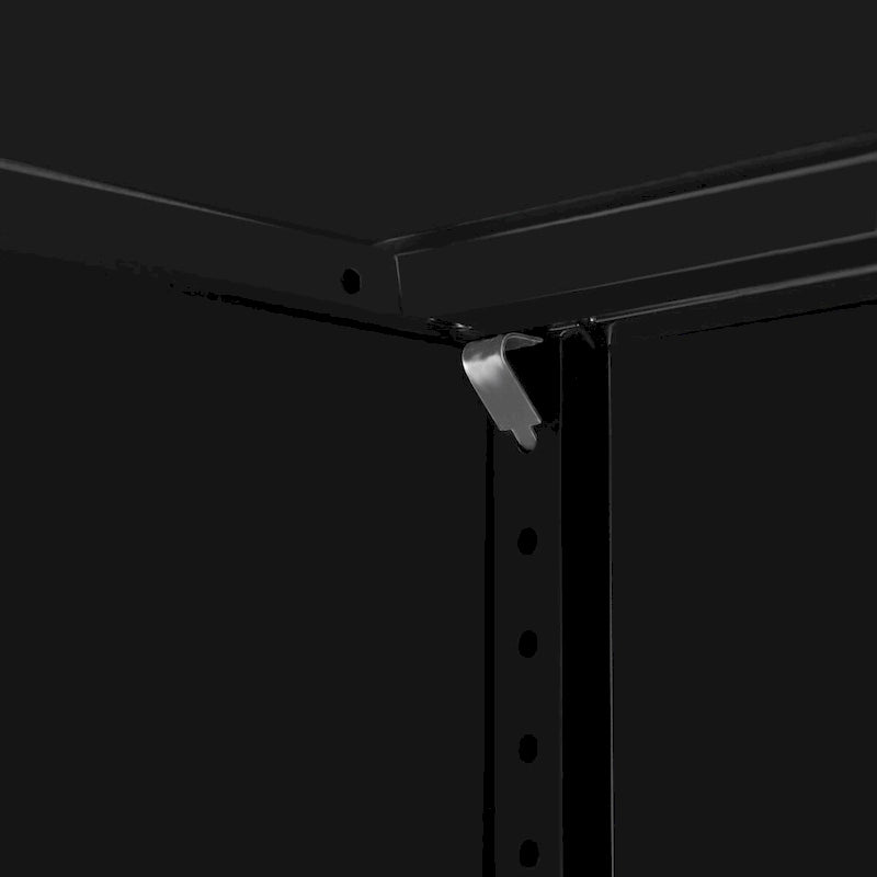 Armoire de rangement noire en acier verrouillable, deux portes, étagères réglables