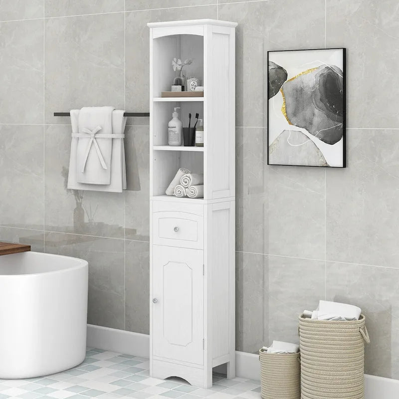 Meuble de rangement haut de salle de bain sur pied avec tiroir