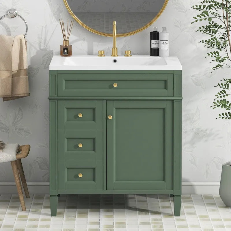Meuble-lavabo avec vasque intégrée et tiroir basculant