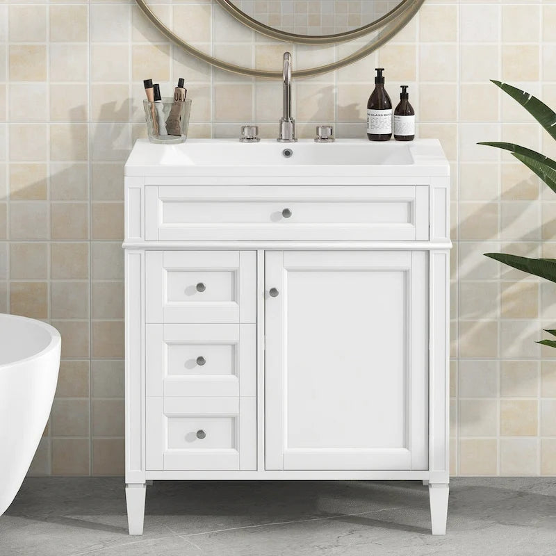 Meuble-lavabo avec vasque intégrée et tiroir basculant