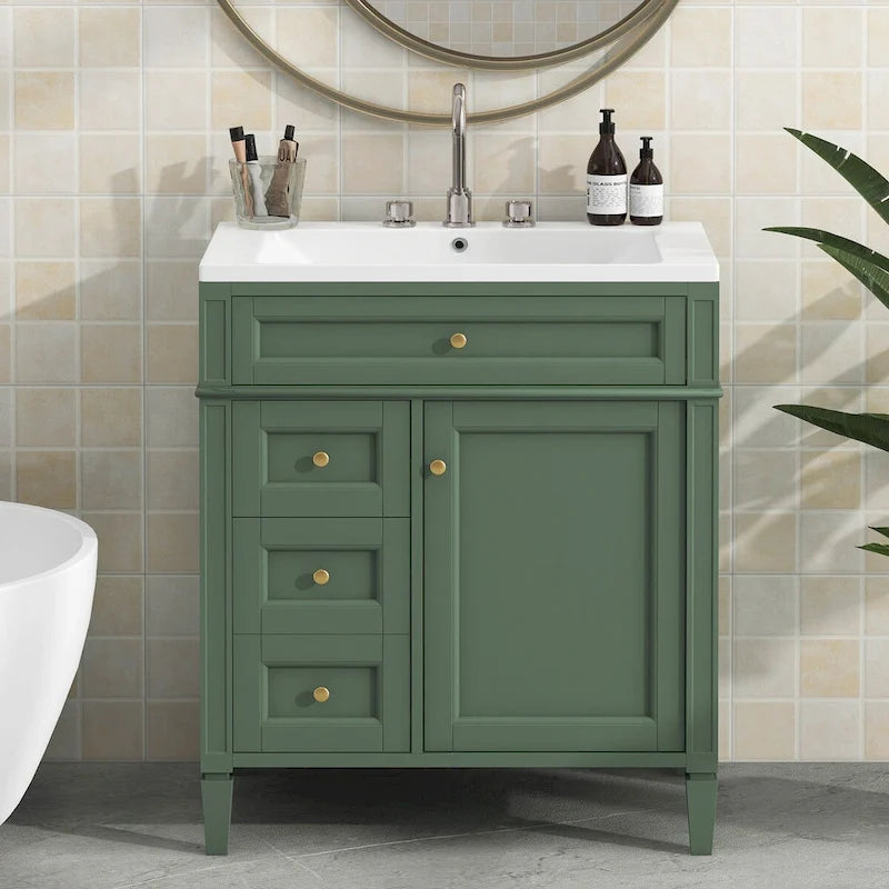 Meuble-lavabo avec vasque intégrée et tiroir basculant
