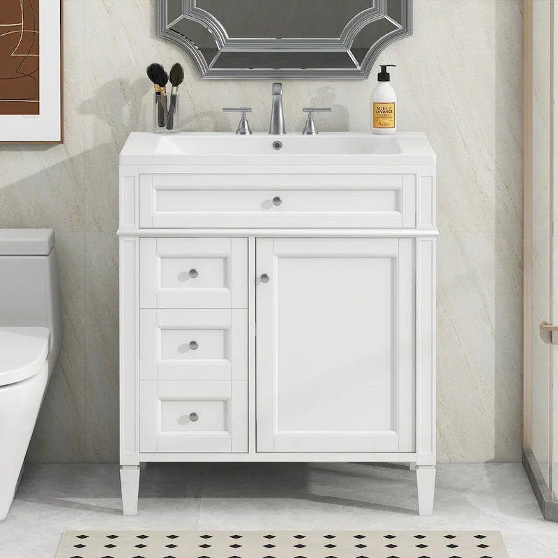 Meuble-lavabo avec vasque intégrée et tiroir basculant