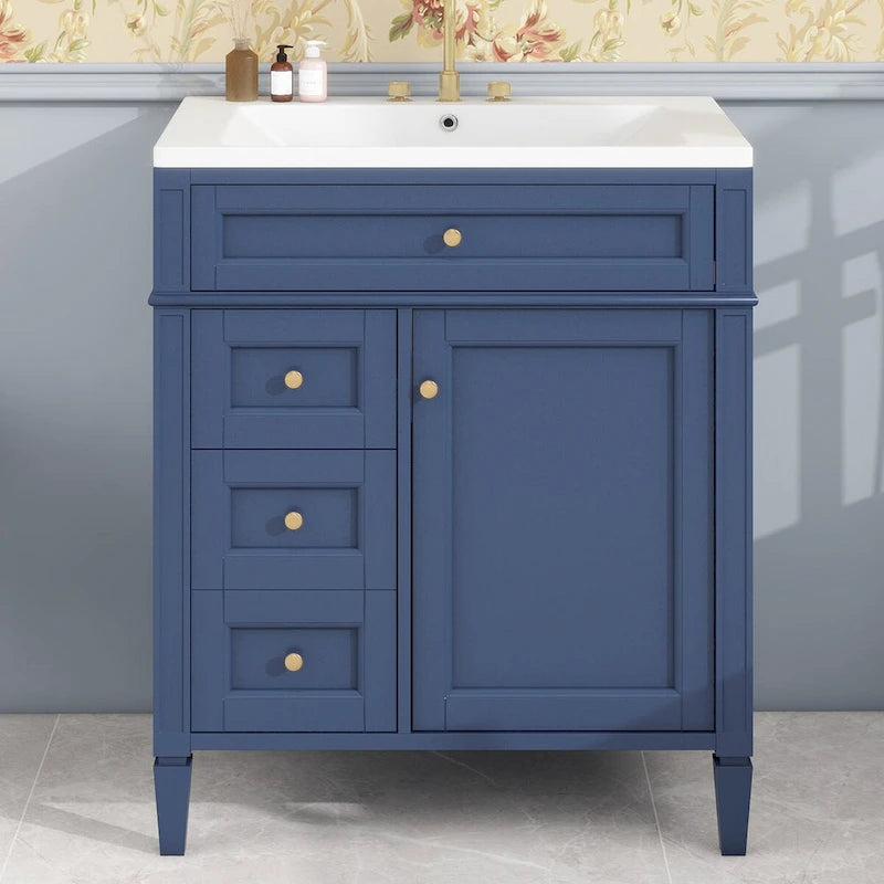 Meuble-lavabo avec vasque intégrée et tiroir basculant