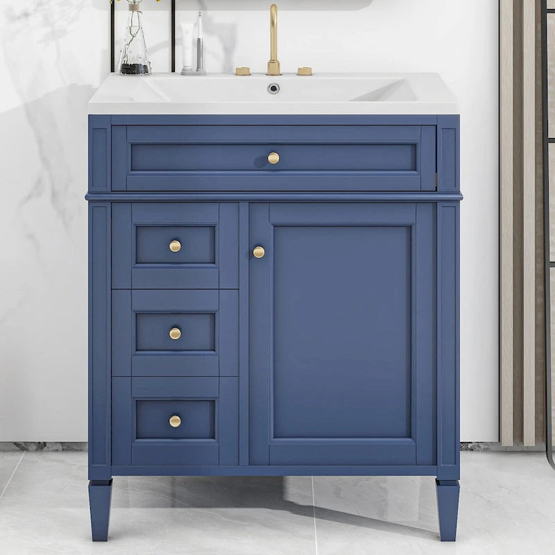 Meuble-lavabo avec vasque intégrée et tiroir basculant