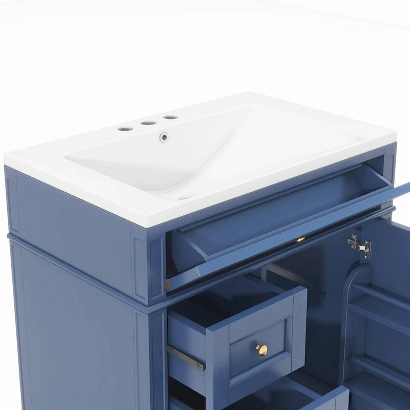 Meuble-lavabo avec vasque intégrée et tiroir basculant