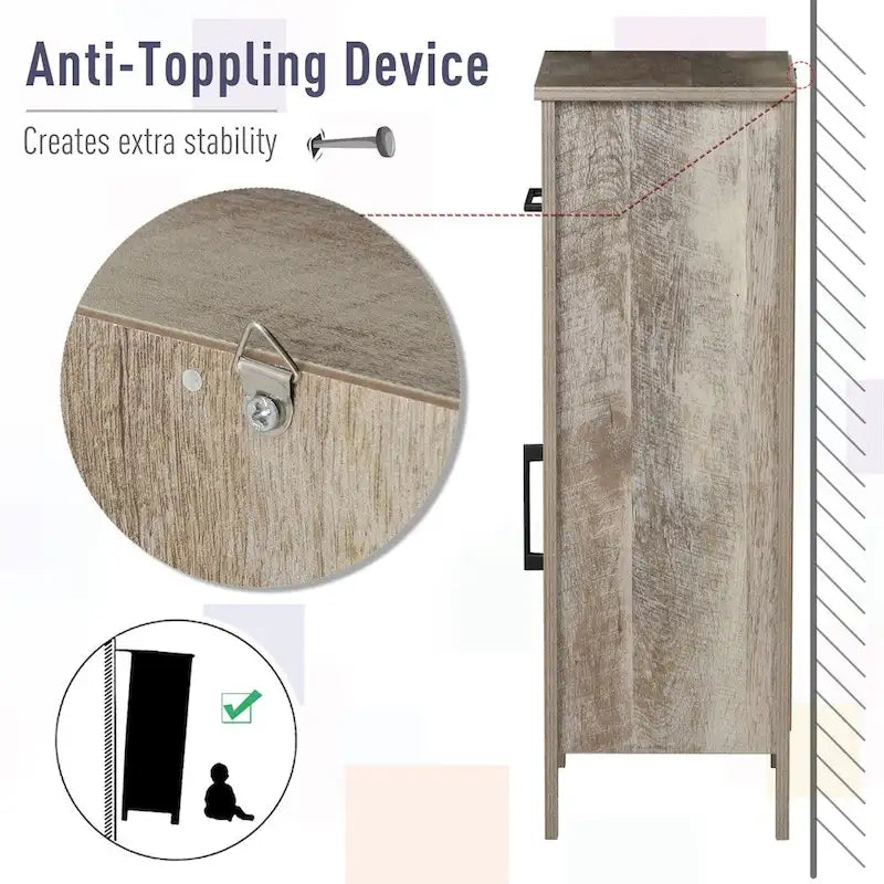 Meuble de rangement de salle de bain autoportant avec tiroir, porte et étagère réglable, marron
