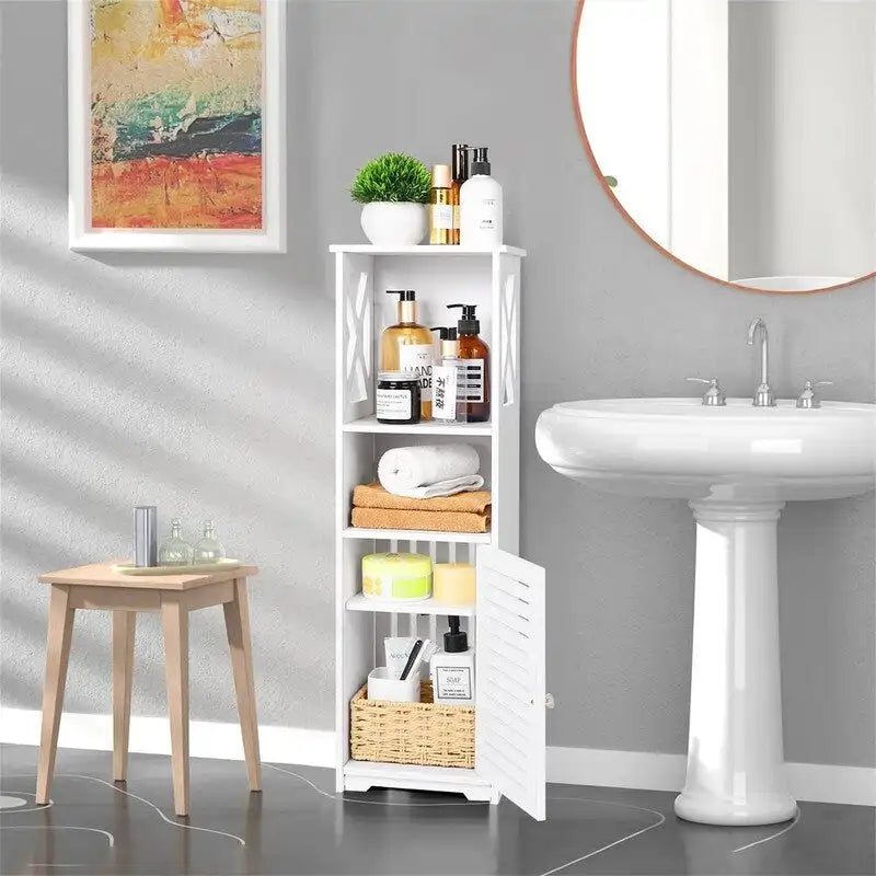 Meuble de Rangement de Salle de Bain Petit Meuble de Salle de Bain Étanche sur Pied - 24P x 20l x 75H cm