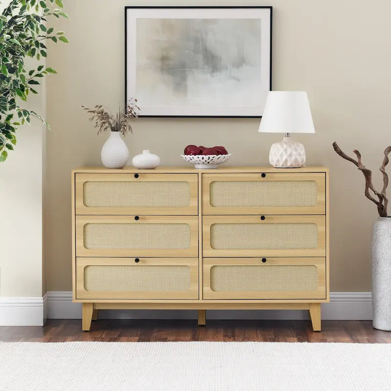 6-Drawers Rattan Storage Cabinet
