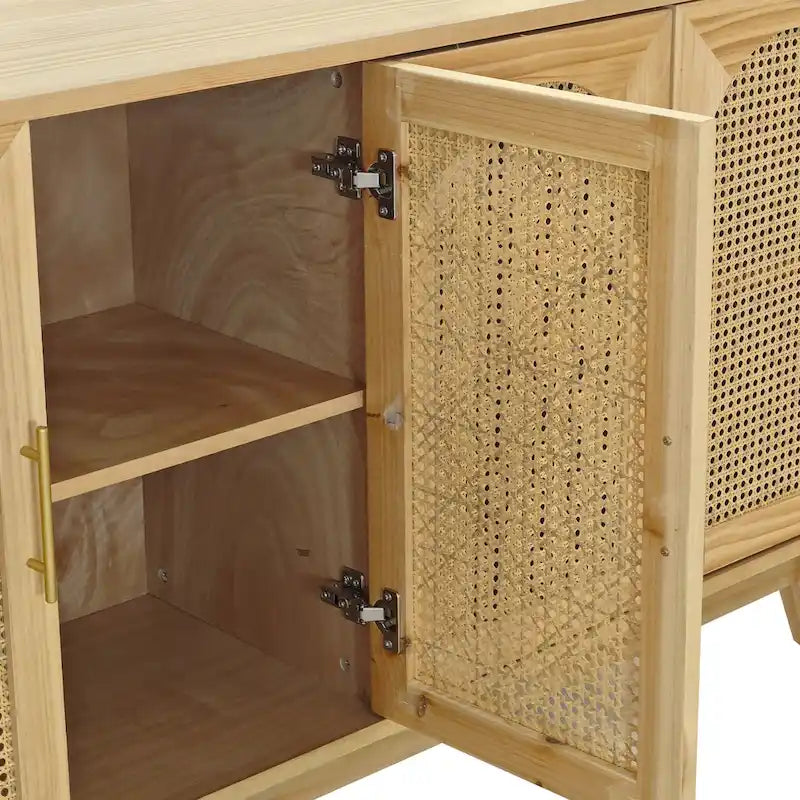 Meuble à 4 portes avec portes en rotin