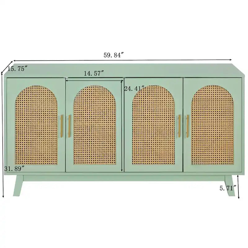 Meuble à 4 portes avec portes en rotin