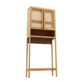 Meuble de rangement WC en bambou avec portes persiennes finition naturelle