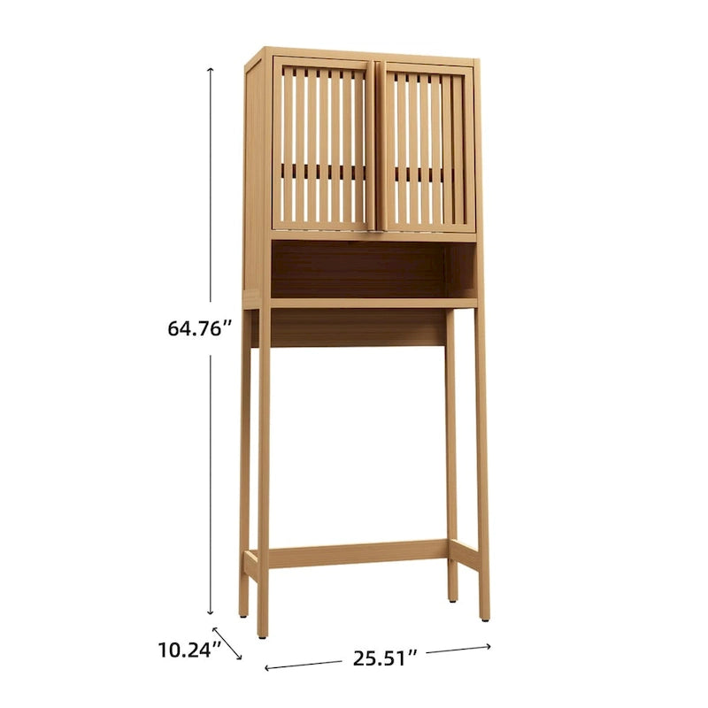 Meuble de rangement WC en bambou avec portes persiennes finition naturelle