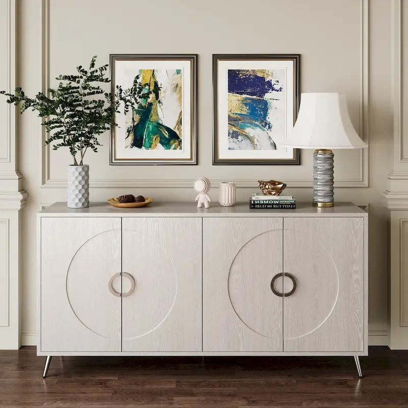 Buffet-Vaisselier Contemporain Laqué à 4 Portes en Bois, pour Salon