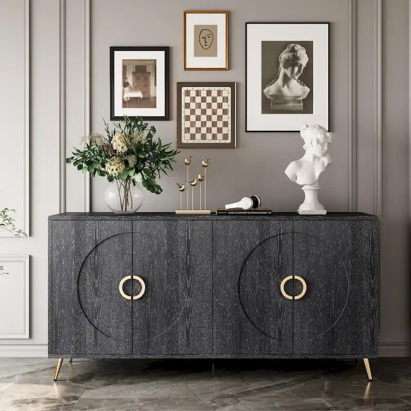 Buffet-Vaisselier Contemporain Laqué à 4 Portes en Bois, pour Salon