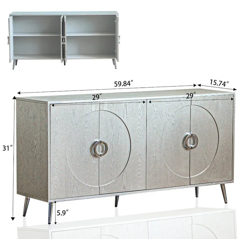 Buffet-Vaisselier Contemporain Laqué à 4 Portes en Bois, pour Salon
