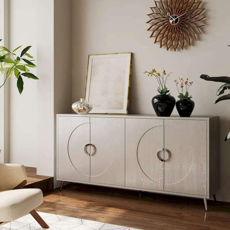 Buffet-Vaisselier Contemporain Laqué à 4 Portes en Bois, pour Salon
