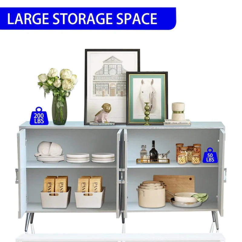 Buffet-Vaisselier Contemporain Laqué à 4 Portes en Bois, pour Salon