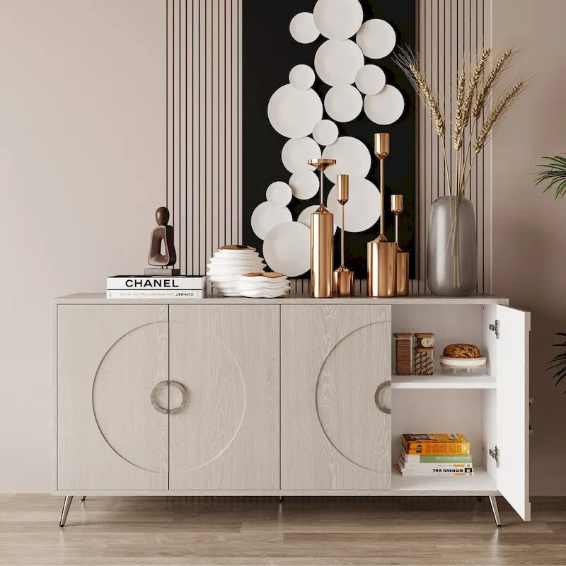 Buffet-Vaisselier Contemporain Laqué à 4 Portes en Bois, pour Salon