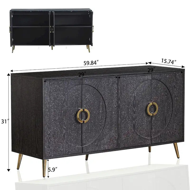 Buffet-Vaisselier Contemporain Laqué à 4 Portes en Bois, pour Salon