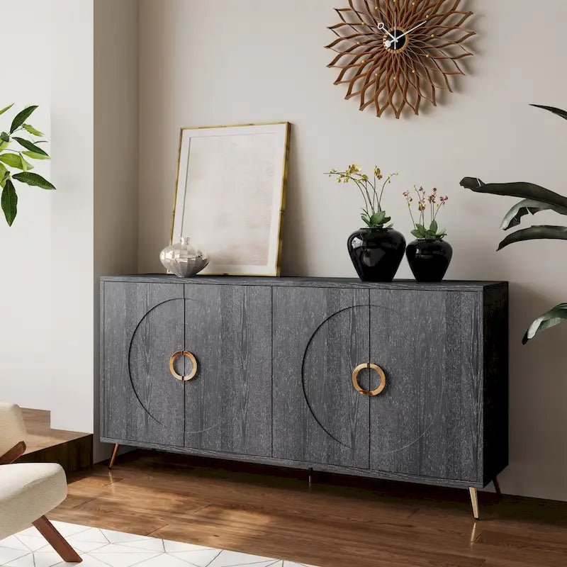 Buffet-Vaisselier Contemporain Laqué à 4 Portes en Bois, pour Salon