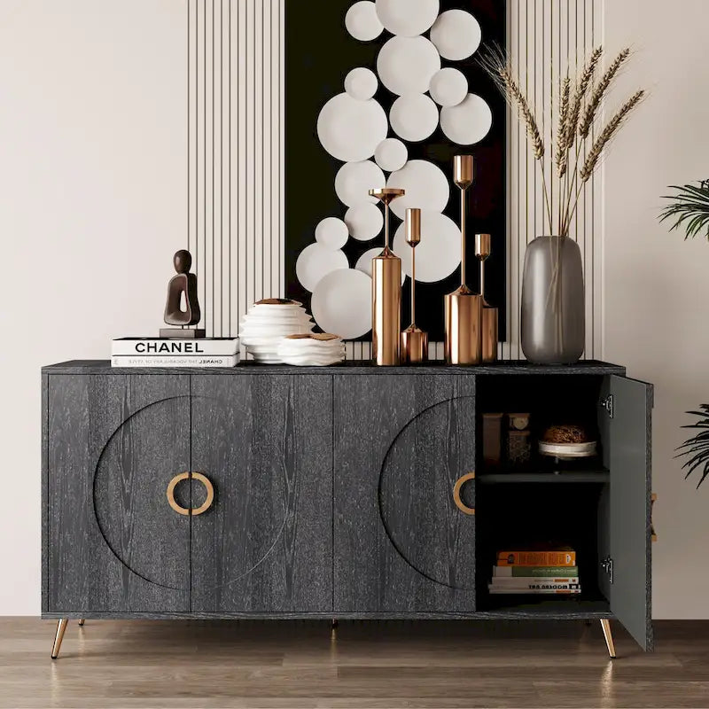 Buffet-Vaisselier Contemporain Laqué à 4 Portes en Bois, pour Salon